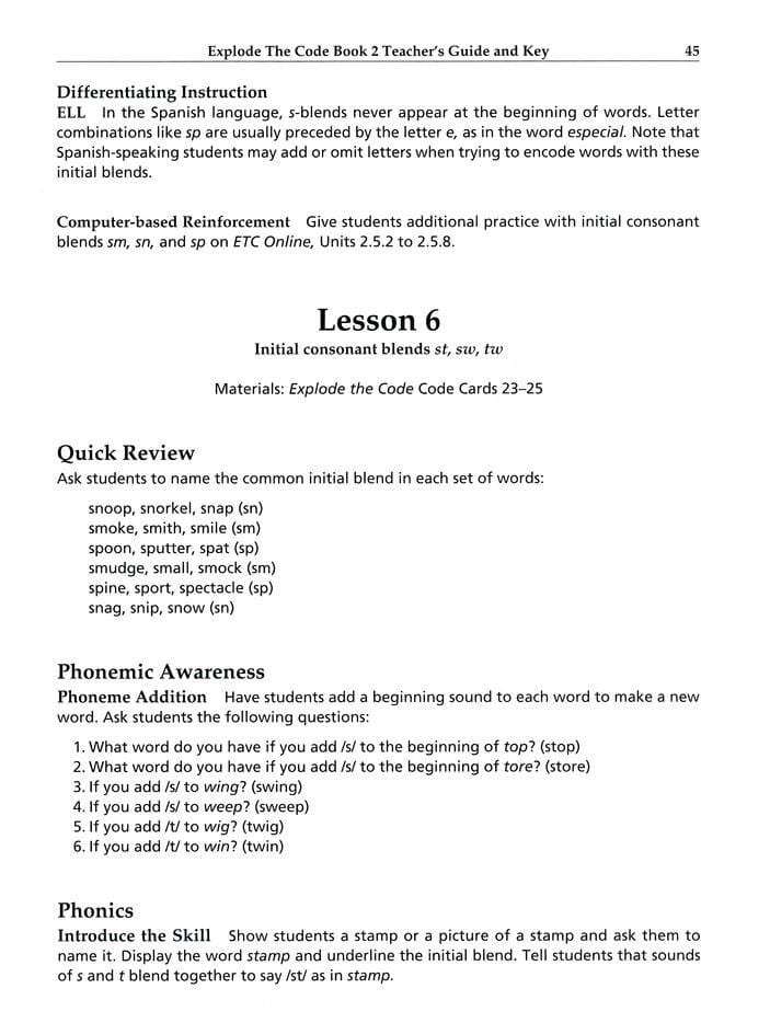 Explode the Code, Books 1 and 2 Teacher's Guide – Logos Press