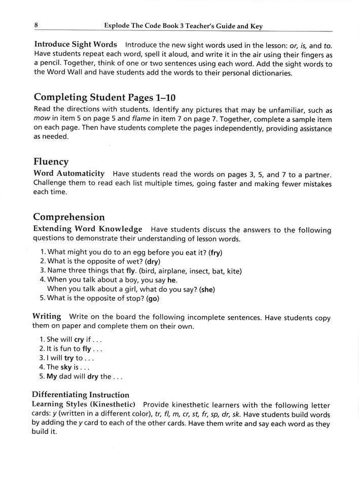Explode The Code 4 Example Explode the Code, Books 3 and 4 Teacher's Guide – Logos Press
