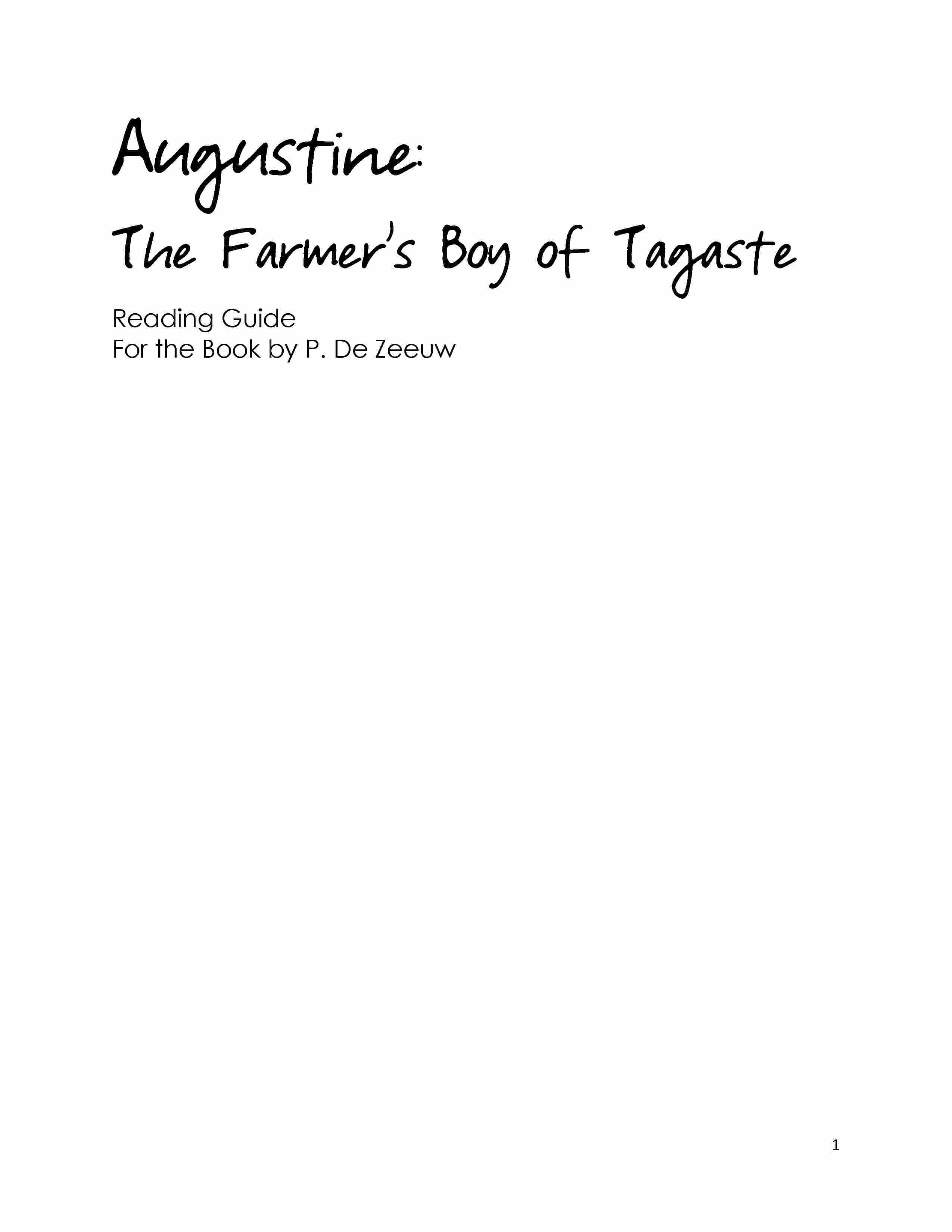 Augustine: The Farmer's Boy of Tagaste - Reading Guide (Download)