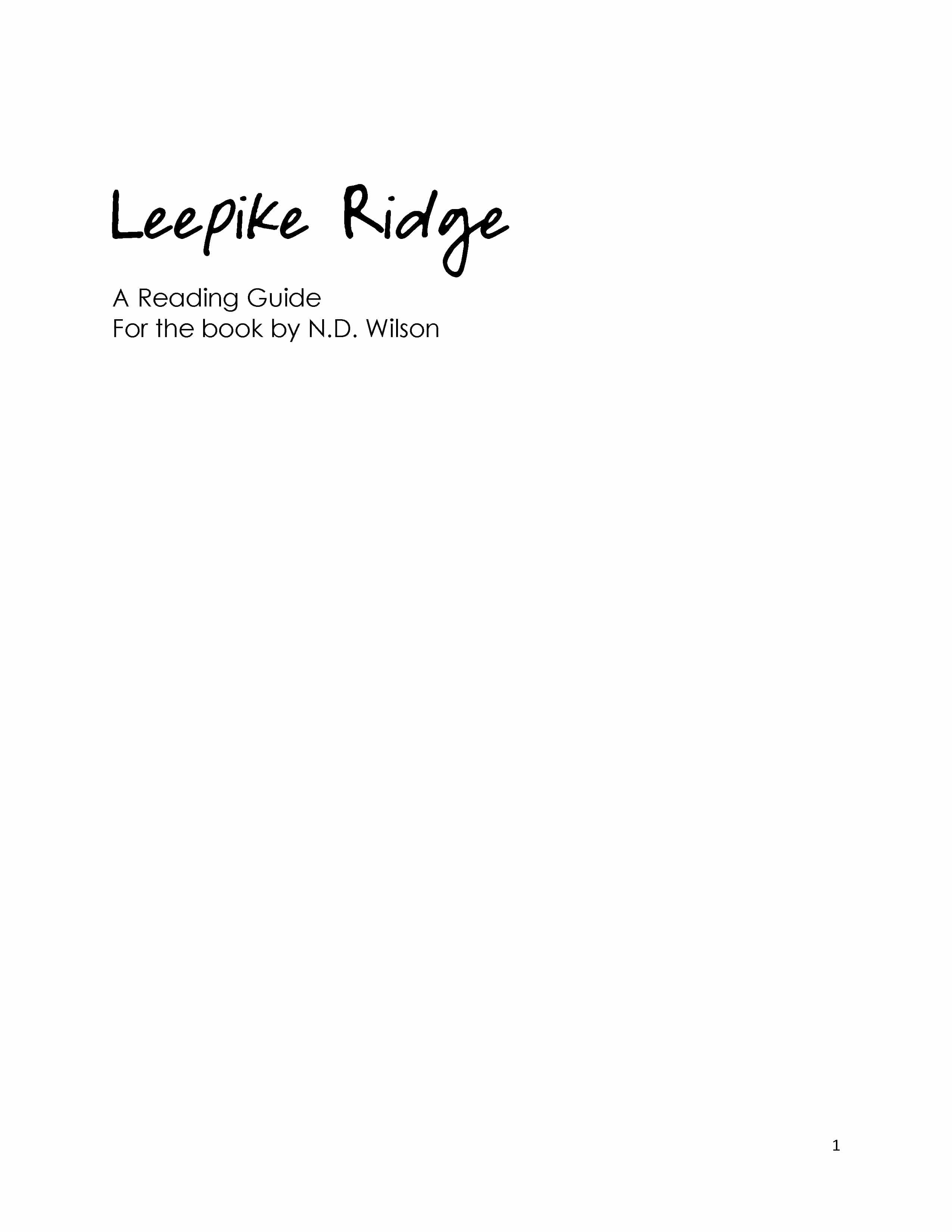 Leepike Ridge Reading Guide (Download)